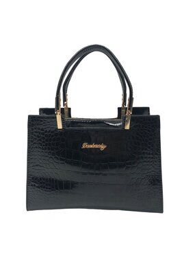 Danbaoly Black Croc-Embossed Shoulder Bag